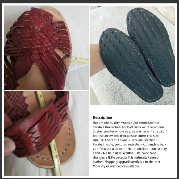 Child HUARACHE SANDALS (Big Kid 2) Authentic Handmade MEXICAN Leather W/Rubber - Picture 4 of 8